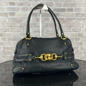 💎GUCCI💎 ULTRA RARE LEATHER HORSEBIT BAMBOO SHOULDER HAND BAG AUTHENTIC VINTAGE